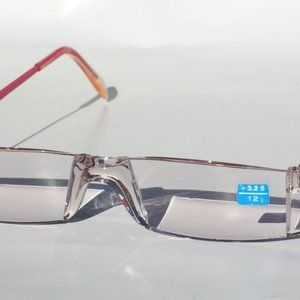 (NWT) Vintage 90's Rectangle Rimless Half Frame Reading Sunglasses +1.50 (Pink)